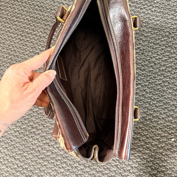 Coach Hampton Turnlock Shoulder Handbag w/Signature Brown Leather Canvas 15”x11” - Picture 12 of 16